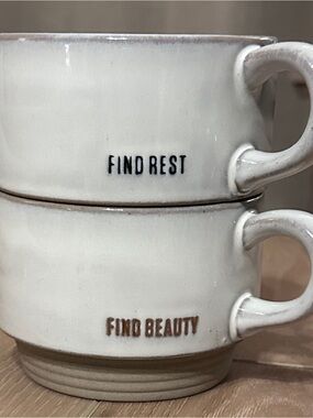 Hearth & Hand White Ceramic 'Find Rest' & 'Find Beauty' Mug Set